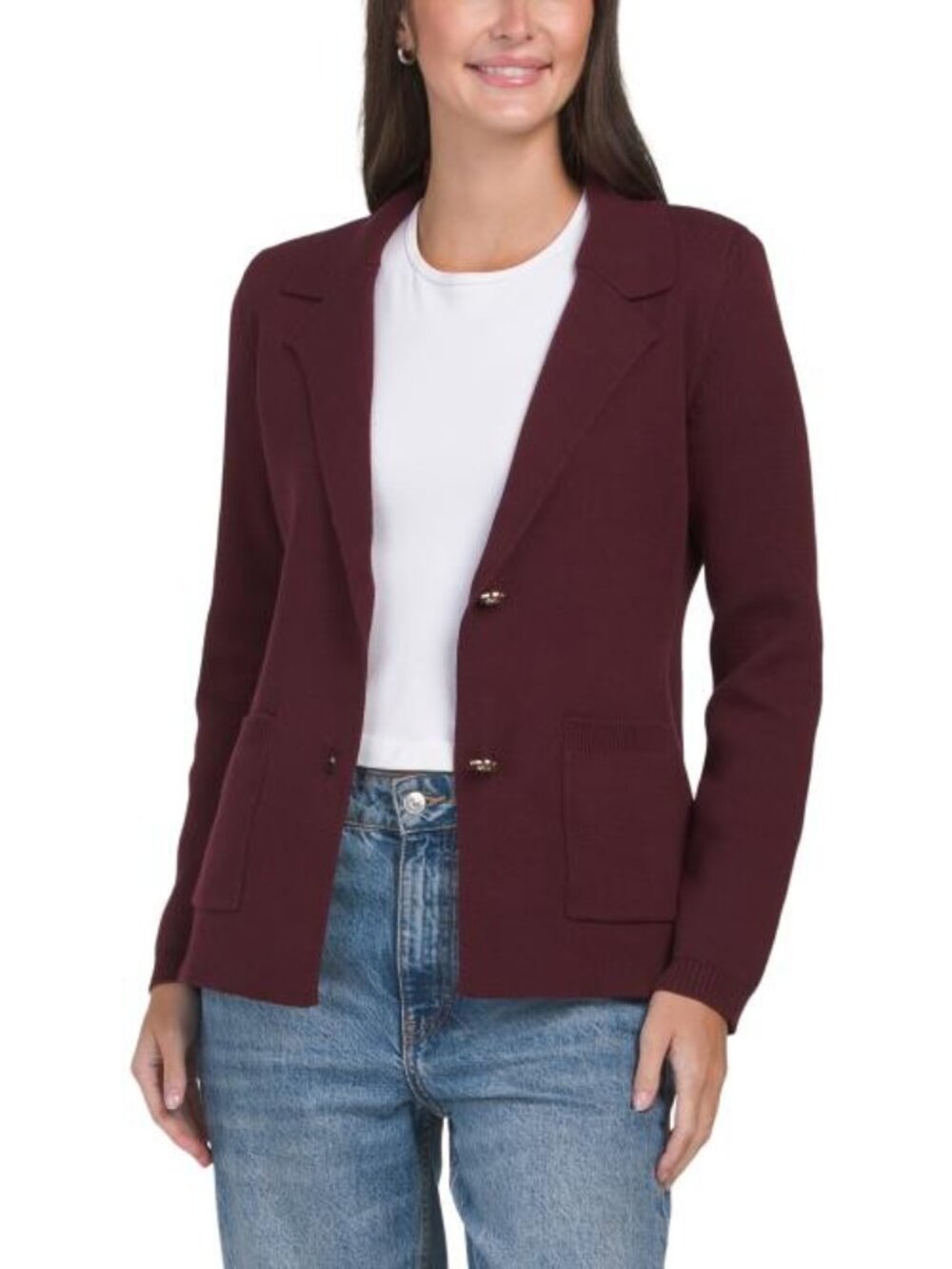 ELIE TAHARI Long Sleeve Notch Collar Button Down Jacket With Front Patch Pockets